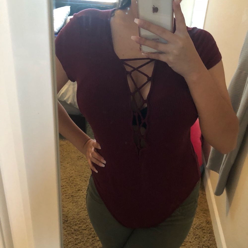 🍉Burgundy body suit